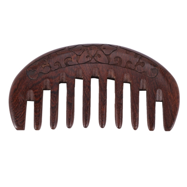 Wood Comb Wooden hair comb Natural Comb-Anti Static Massage through the comb (Flower-Wide tooth)