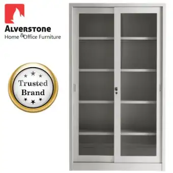 Steel Cabinet With Glass Door Sliding Door Adjustable Shelves