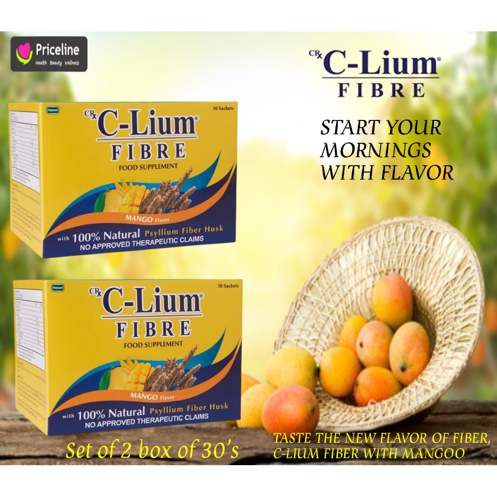 Authentic CLIUM FIBRE Food Supplement Mango Flavor Set of 2 Box ( 30