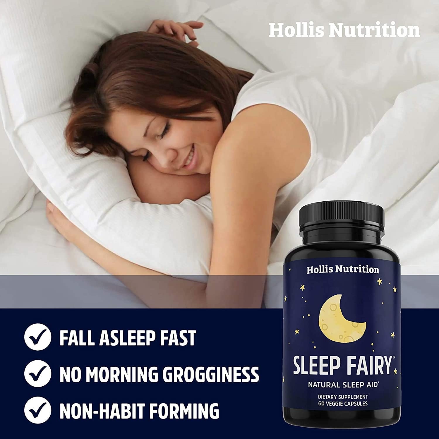 Hollis Nutrition Sleep Fairy Natural Sleep Aid Supplement 60 Veggie 