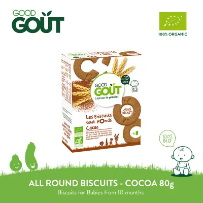 GOOD GOUT All Round Biscuits With Cacao 80g (10 mos) Organic Biscuits for Babies 10 months+