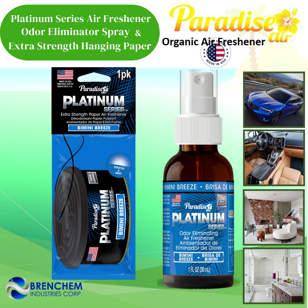 2 Paradise Platinum Air Freshener Spray Odor Eliminator Car