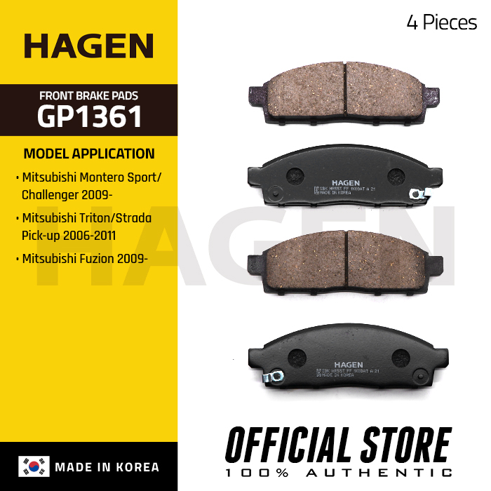 Hagen by HiQ Ceramic Brake Pads for Mitsubishi Montero Sport/Challenger, Triton Strada Pickup