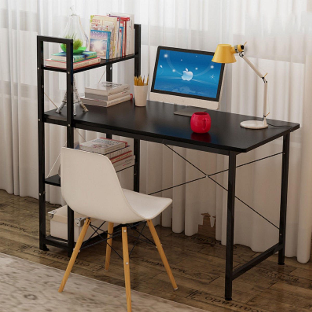 AJA Office Table, Computer Table, Study Table with Side Bookshelves