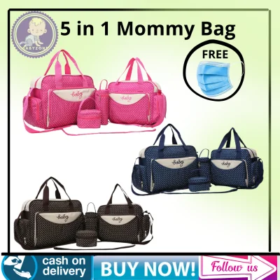 Multi-function Mummy bag 5in1 Mummy Bag Travel Bag Shoulder Bag Sling Bag Diaper Bag with FREEBIES