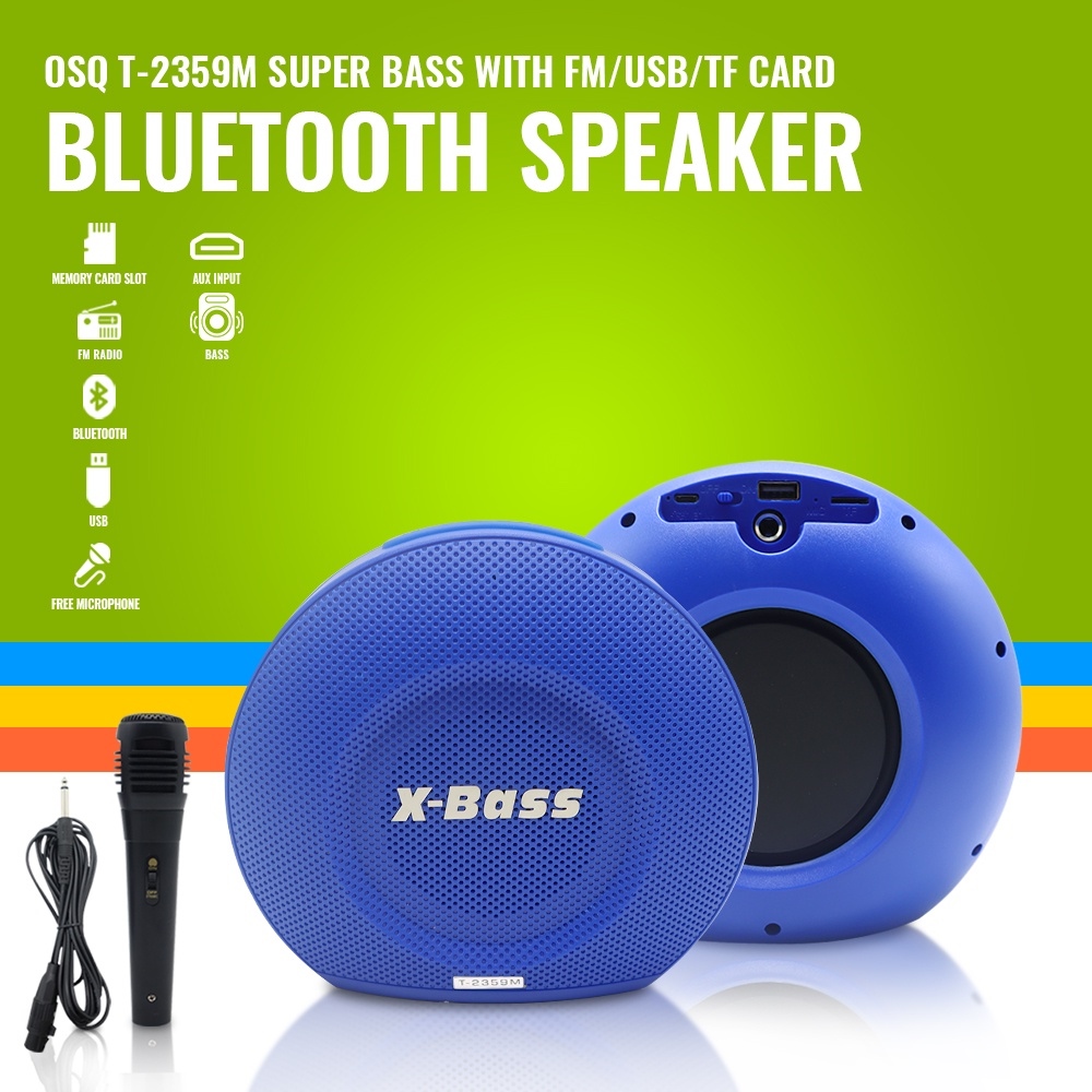 OSQ Super Bass Portable Bluetooth Speaker T2359 with Free Microphone