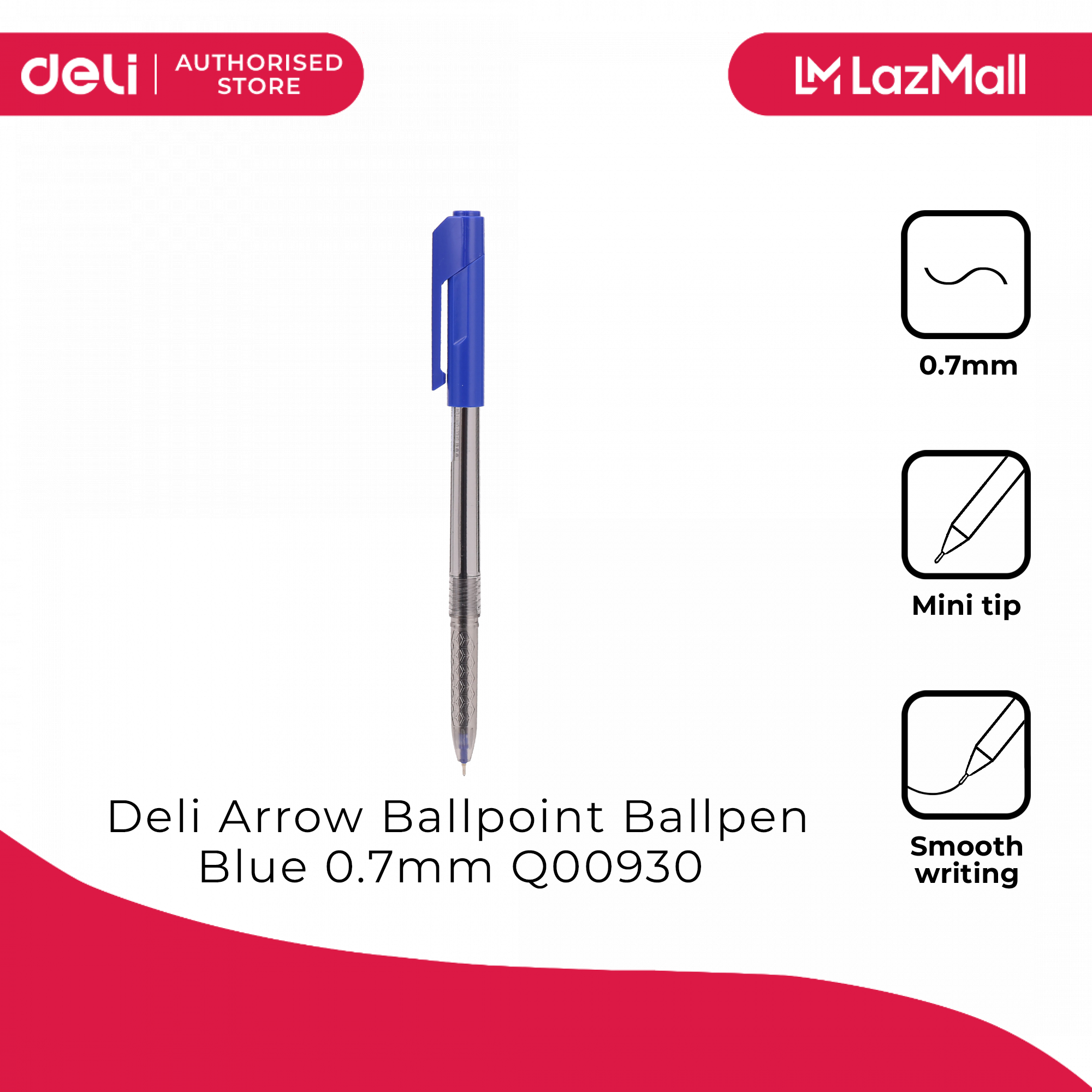 Deli Writing Instruments Deli Writing Instrument- Arrow Ballpoint Ballpen Blue 0.7mm EQ00930 ...