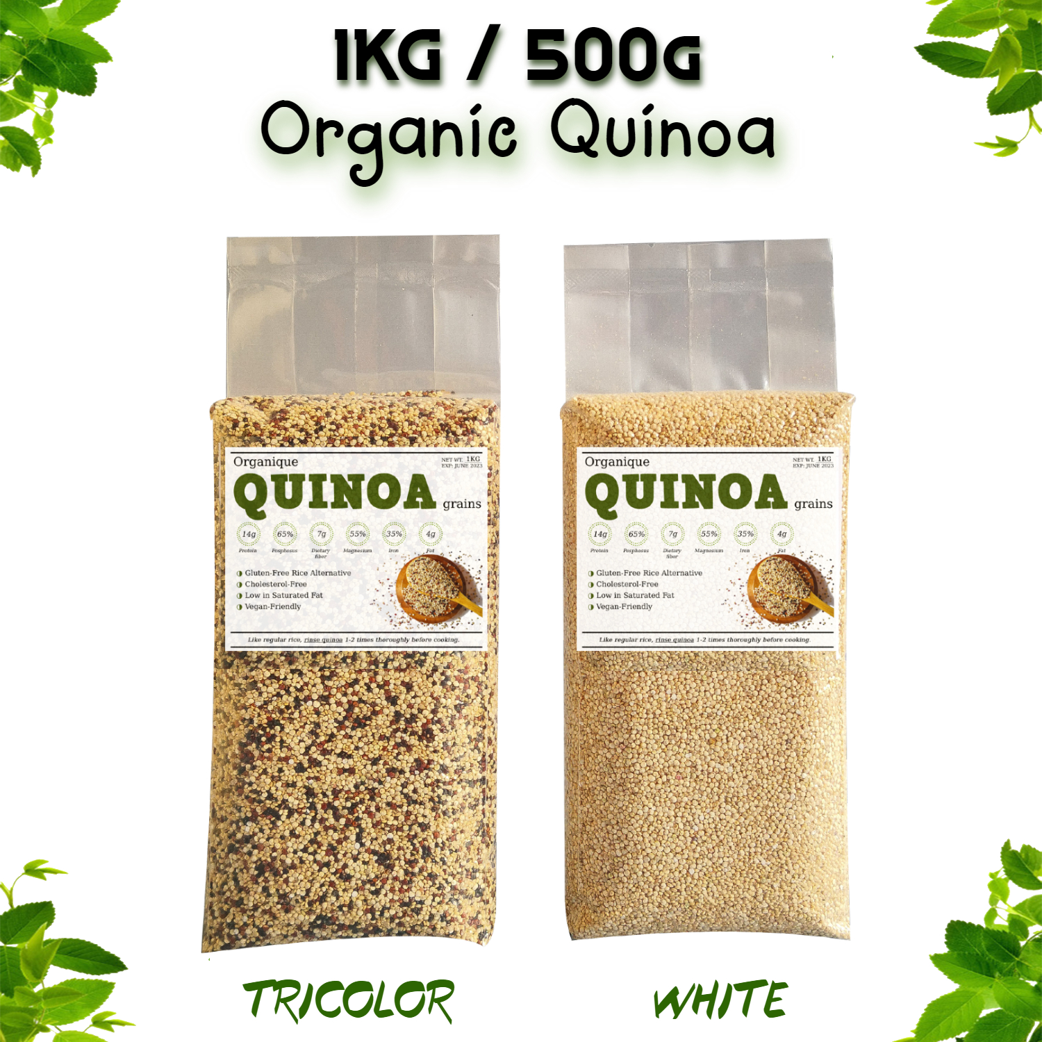 Zenfiber Organic Quinoa White & Tricolor (1kg/500g) Lazada PH