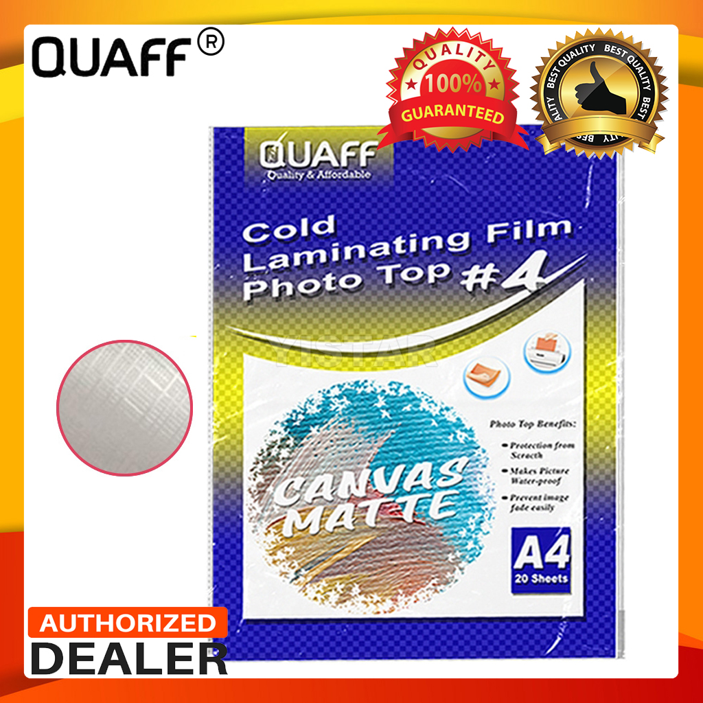 QUAFF Canvas Matte Photo Top Cold Laminating Film Size A4 20Sheets