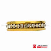 LS&co 18K Gold Zircon Wedding Ring Set
