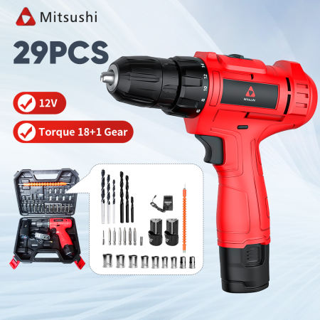 Mitsushi 12V Cordless Drill with Free Accessories Kit Set