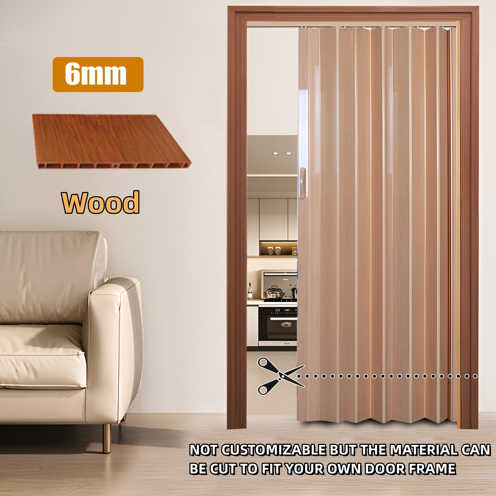 6mm PVC Accordion Sliding Door Folding Door Suitable For Kitchen ...