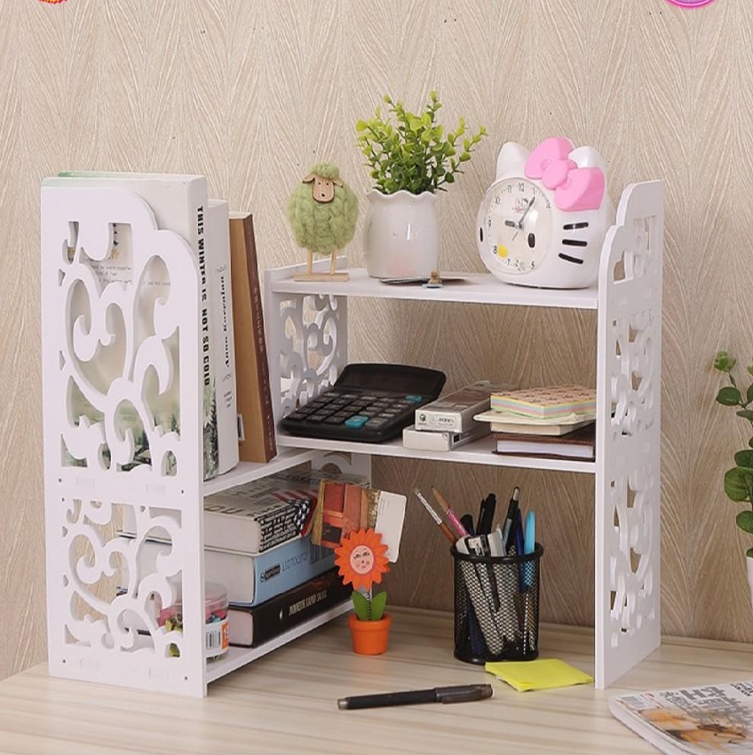 BOOKSHELF 002 Wood Desk Bookshelf Adjustable Table Top Bookcase