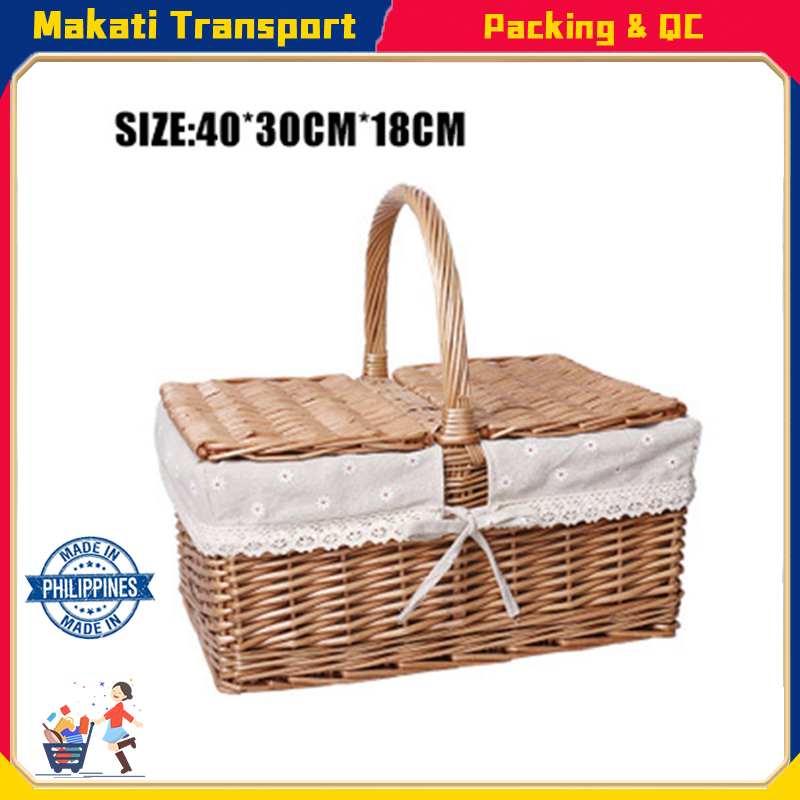 【Ready Stock】Rattan Wicker Portable Shopping Basket Picnic Basket