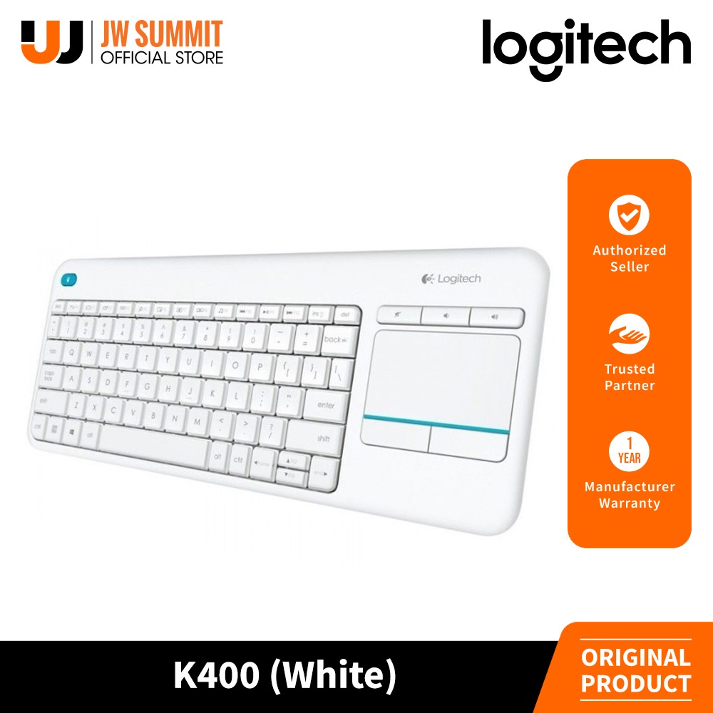 Logitech K400 Plus Wireless Touch Keyboard Relaxed Wireless Control of your PC Connected TV (White) | Lazada