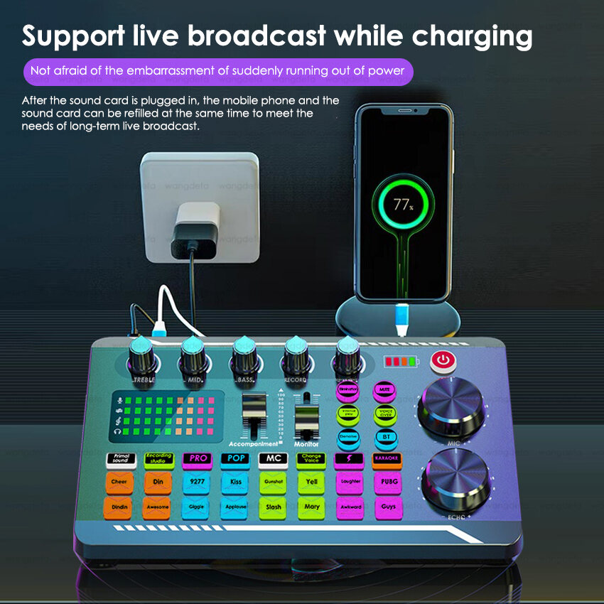 GSE F998 Sound Card Microphone Set Professional Live Broadcast Sound