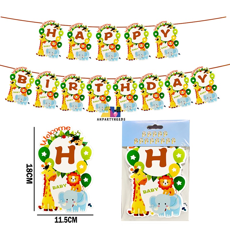 Jungle Safari Party Theme Decor Banner Happy Birthday Banner Kid's