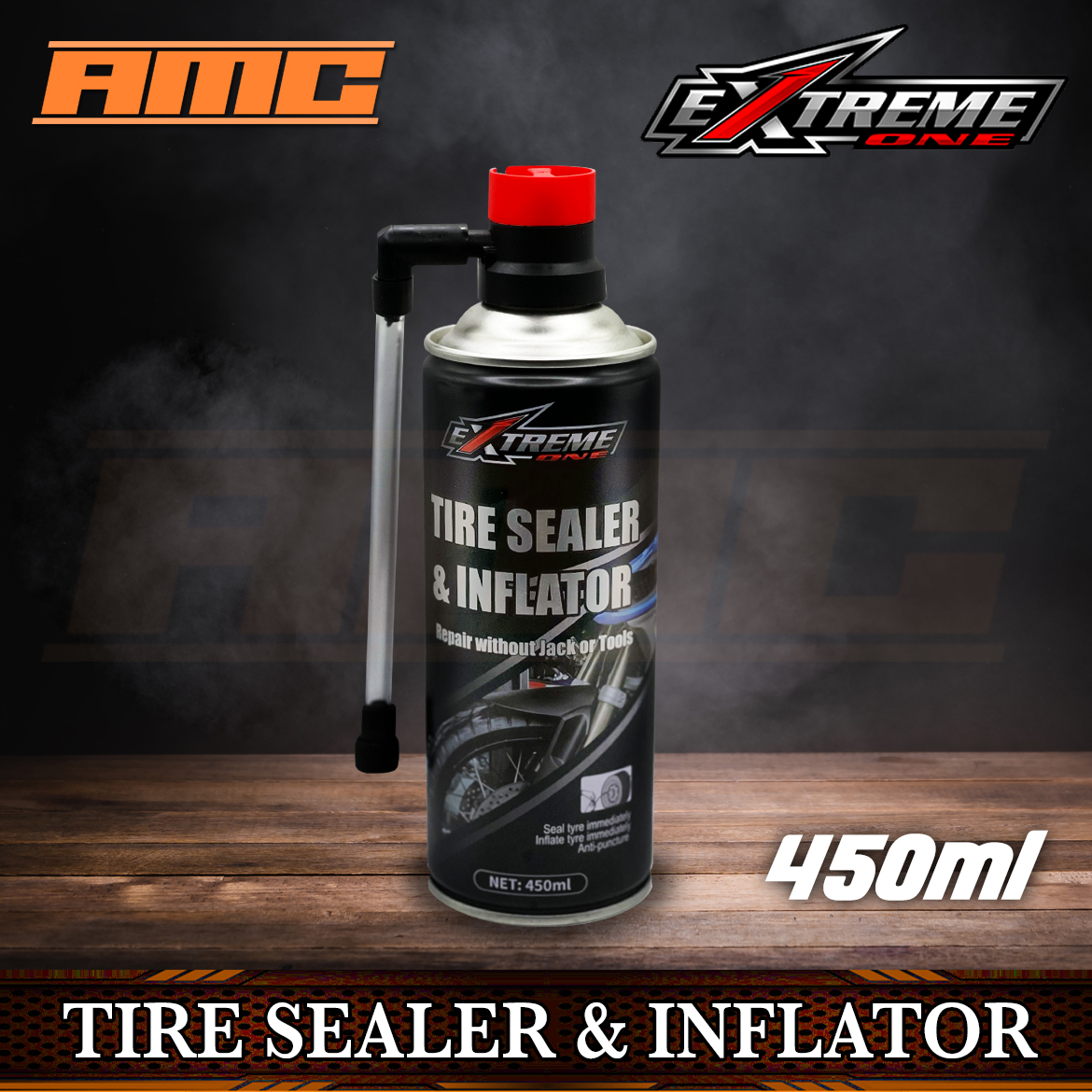 Extreme One Tire Sealer and Inflator for Motorcycle, Small Car Tire and