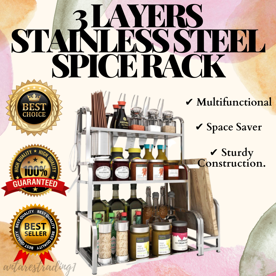 Best Seller 3 LAYERS STAINLESS STEEL SPICE RACK 3 Layers Stainless