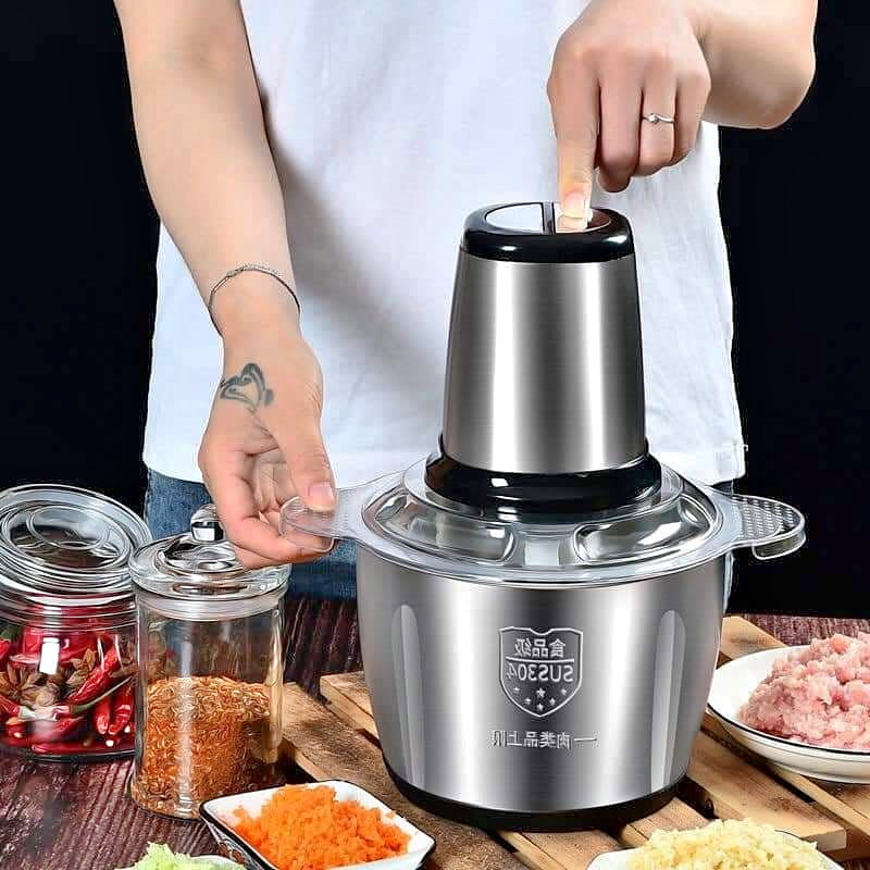  Food Processor Electric, Meat Grinder 8 Cups Small Food Chopper  (2L,350W) for Meat, Vegetable, Onion and Fruits, Stainless Steel Bowl and 4  Sharp Blades, 2021 Upgrade: Home & Kitchen