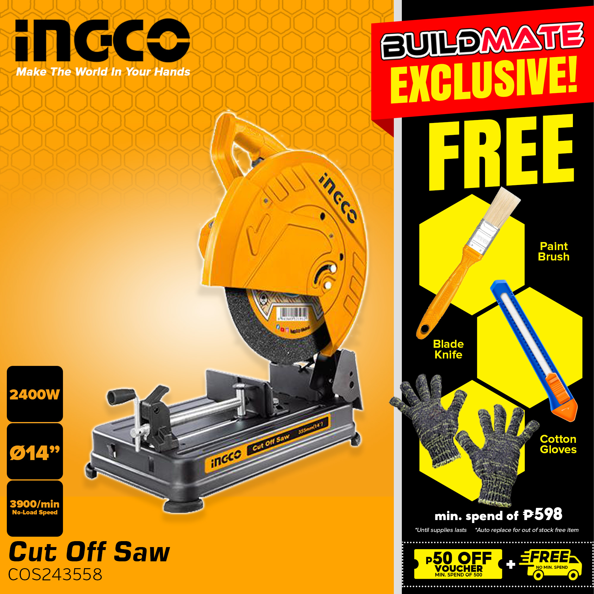 Ingco Cut-Off Chop Saw Machine Heavy Duty 14