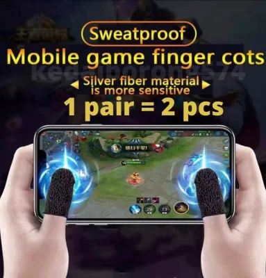 1 Pair 2pcs Mobile Gaming Finger Sleeve Breathable and Absorbent PUBG Mobile Game Controller Finger Sleeve Touch Screen Finger Cot