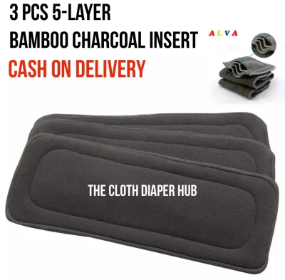 3 Pieces High Quality Bamboo Charcoal 5-Layer Inserts for baby cloth diaper now available