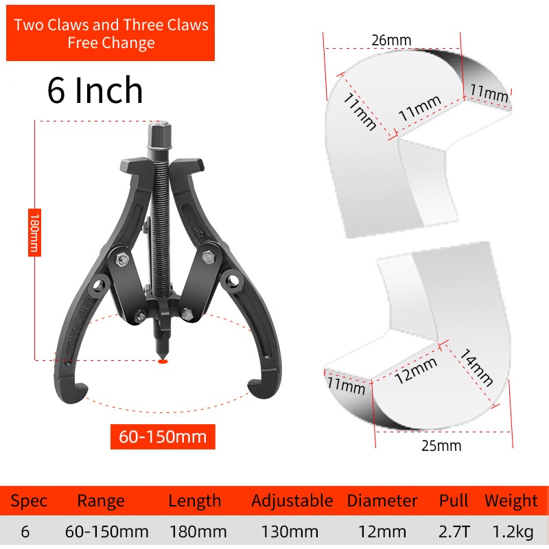 4/6 Inch Steel Threejaw Gear Puller Puller Claw Bearing Universal