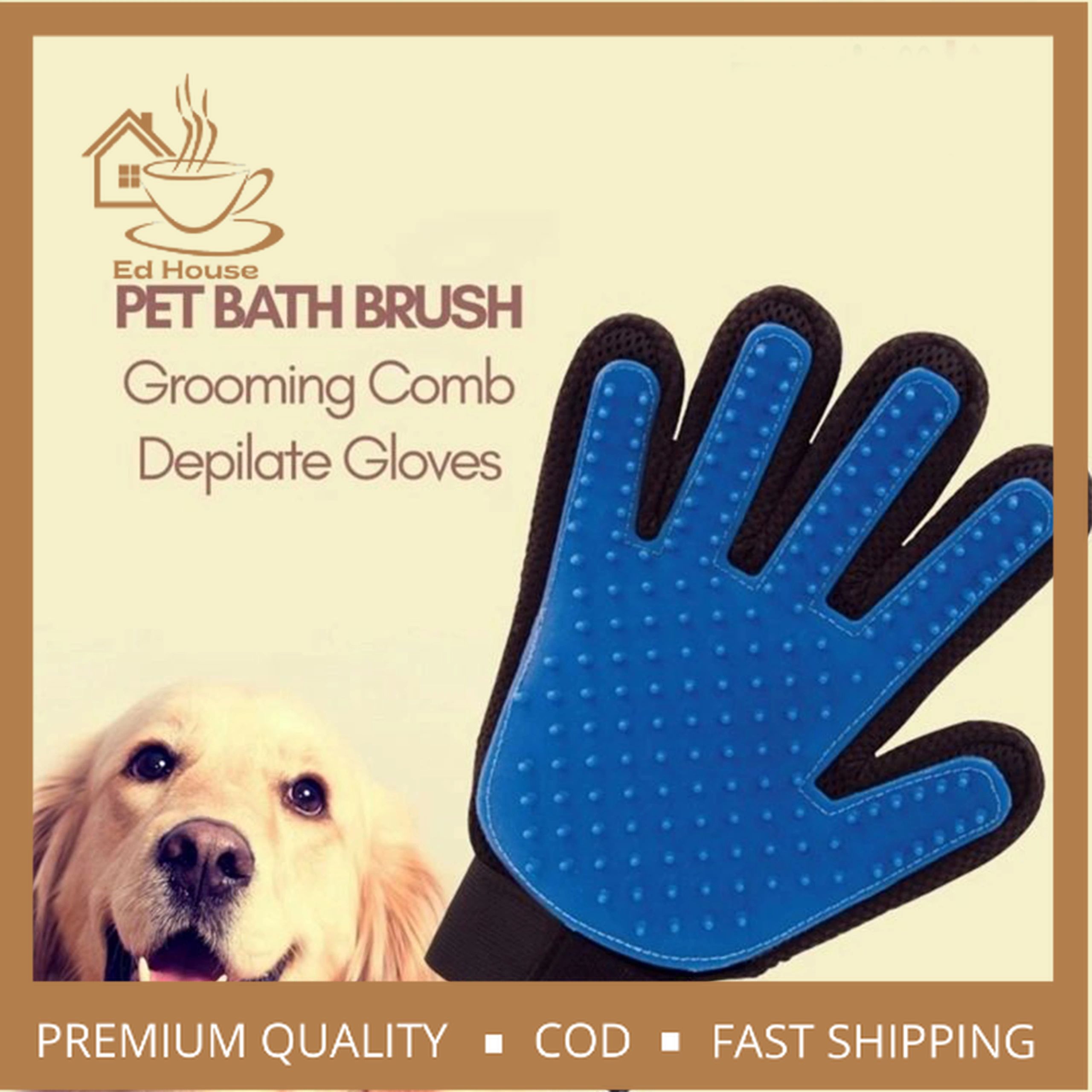 Ed House Five Finger Deshedding Glove Gentle Grooming Glove Great Cats & Dogs with Long or