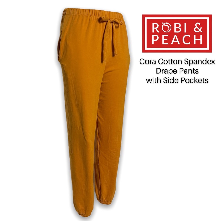 Robi & Peach: Corra Cotton Spandex Jogger Pants with Side Pockets for  Women, Cotton Drape Pants for Ladies, Casual Pants, Fit up to 36 inches