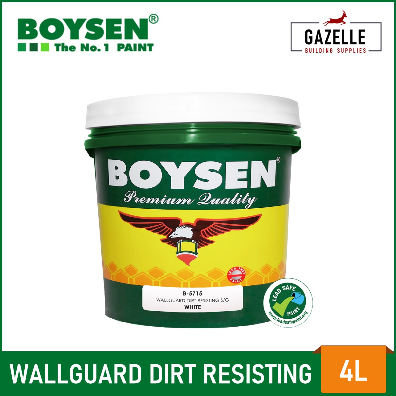 BOYSEN® Wallguard™ Dirt Resisting Latex White 5715 4L Lazada PH
