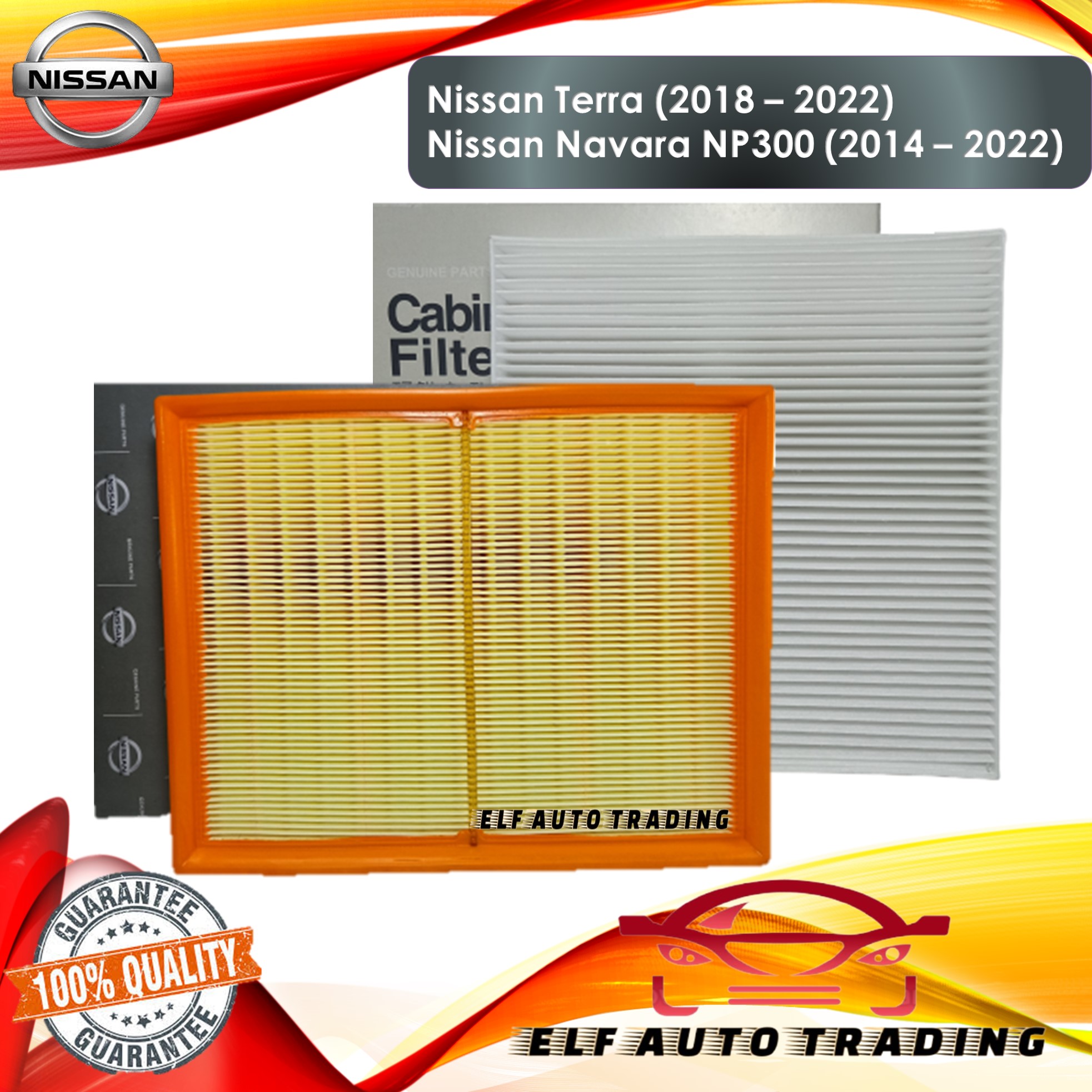 Combo Engine Air Filter and Cabin Filter for Nissan Terra (2018 2022