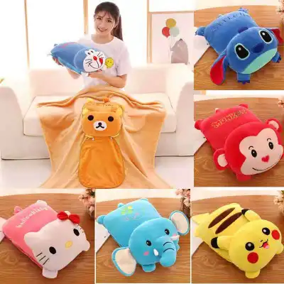 Pillow blanket two-in-one Pikachu quilt multifunctional doll pillow for children dual-purpose blanket coral fleece