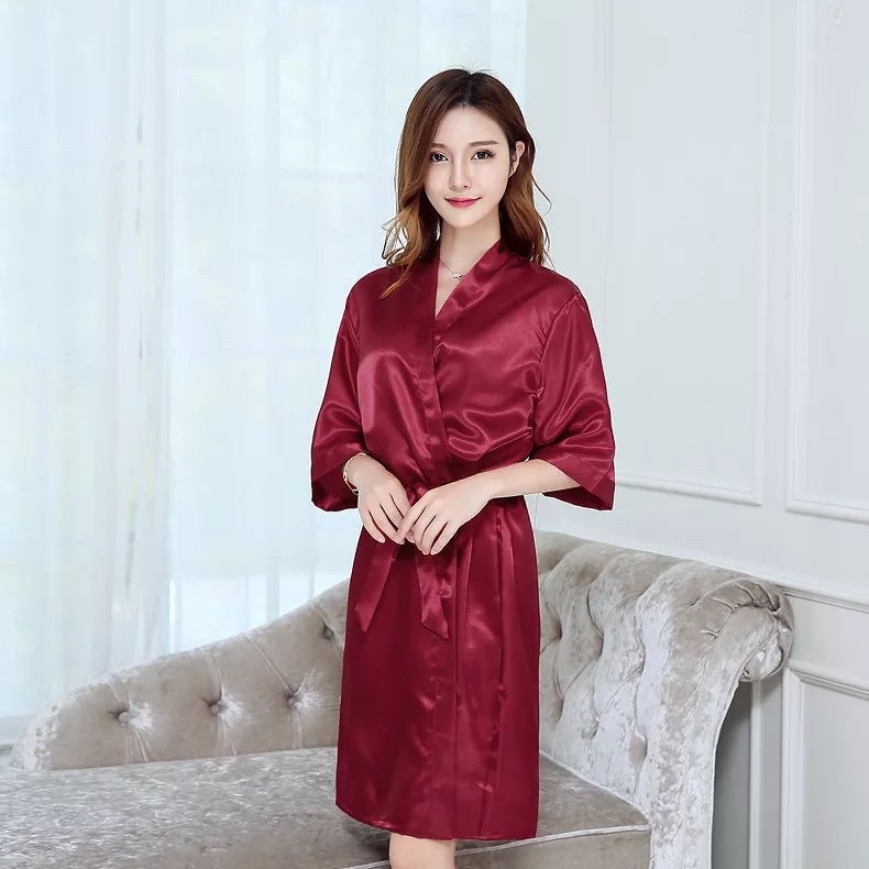 maroon silk robe