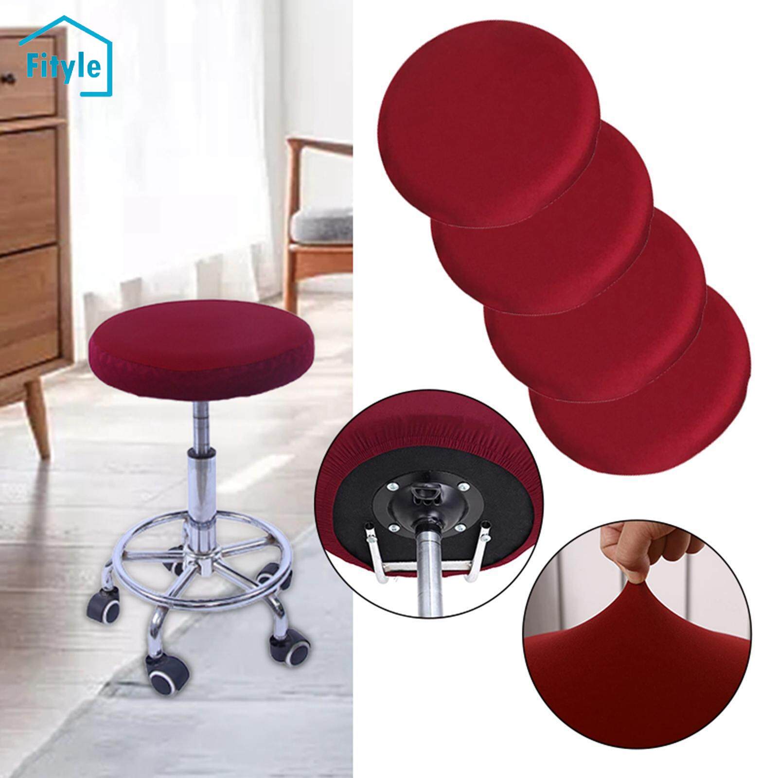 Fityle 2 Pieces Bar Stool Cushion Round Waterproof Soft Polyester