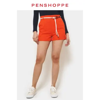 red paperbag shorts