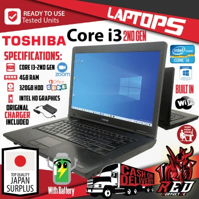 Laptop - Toshiba Intel Core i3-2nd Gen - 4GB RAM - 320GB HDD - Intel HD Graphics - with Charger - Used