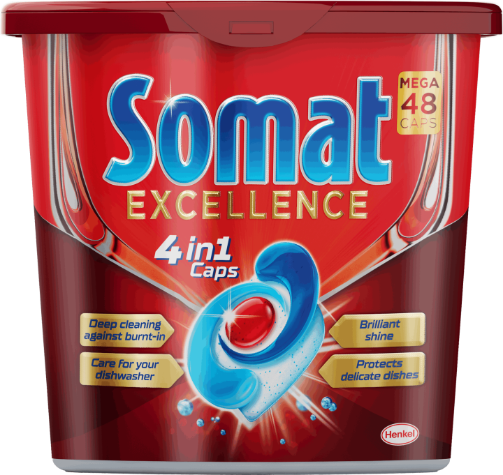 48 PCS SOMAT DISHWASHER TABS EXCELLENCE 4IN1 CAPS, new generation