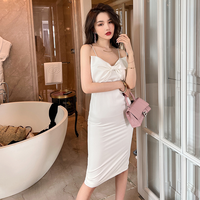 EZN Evening Dress for Woman Korean White Off Shoulder Sundress Chic ...