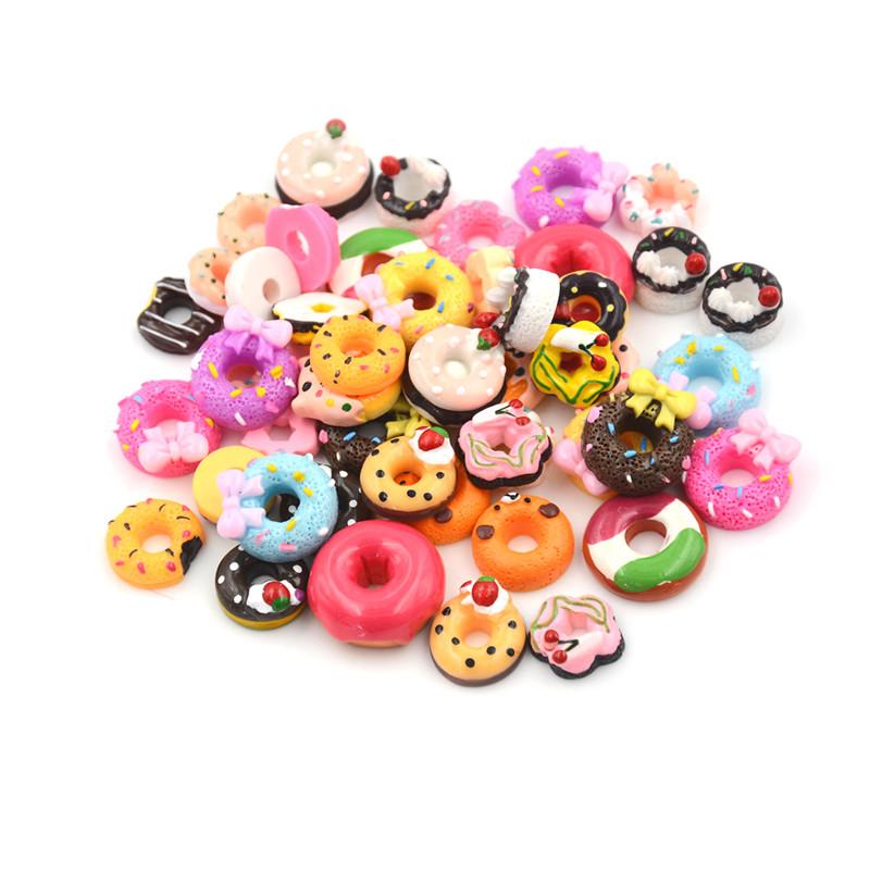 10Pcs Lovely DIY Phone Case Decor Crafts Miniature Resin Doughnut Dollhouse Food Supply
