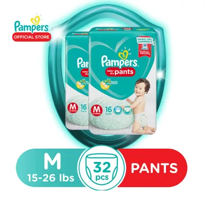Pampers Baby Dry Pants Econ Medium 16s x 2 packs (32 pcs) - Medium Diaper Pants (15-26 lbs)