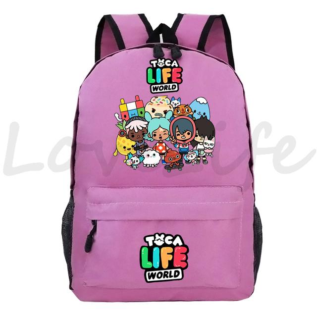 Toca Life World Game Backpack Girls Cute Cartoon Bookbag Schoolbag ...