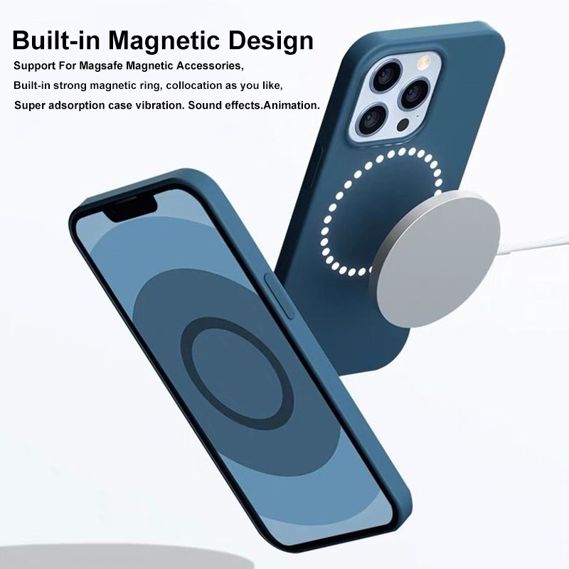 With Logo Leather Magnetic Macsafing Case For IPhone 12 13 Pro Max Mini 12Pro Magsafe With Animation Back Cover For Wireless Charging