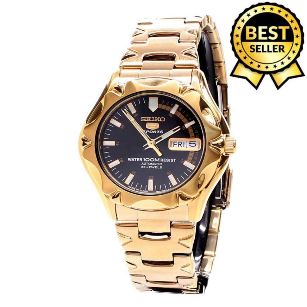 Seiko Expensive SNZ 5 Sports 23 Jewels Water Resist Day & Date Auto Hand  Movement Gold Black Men's Watch | Lazada PH
