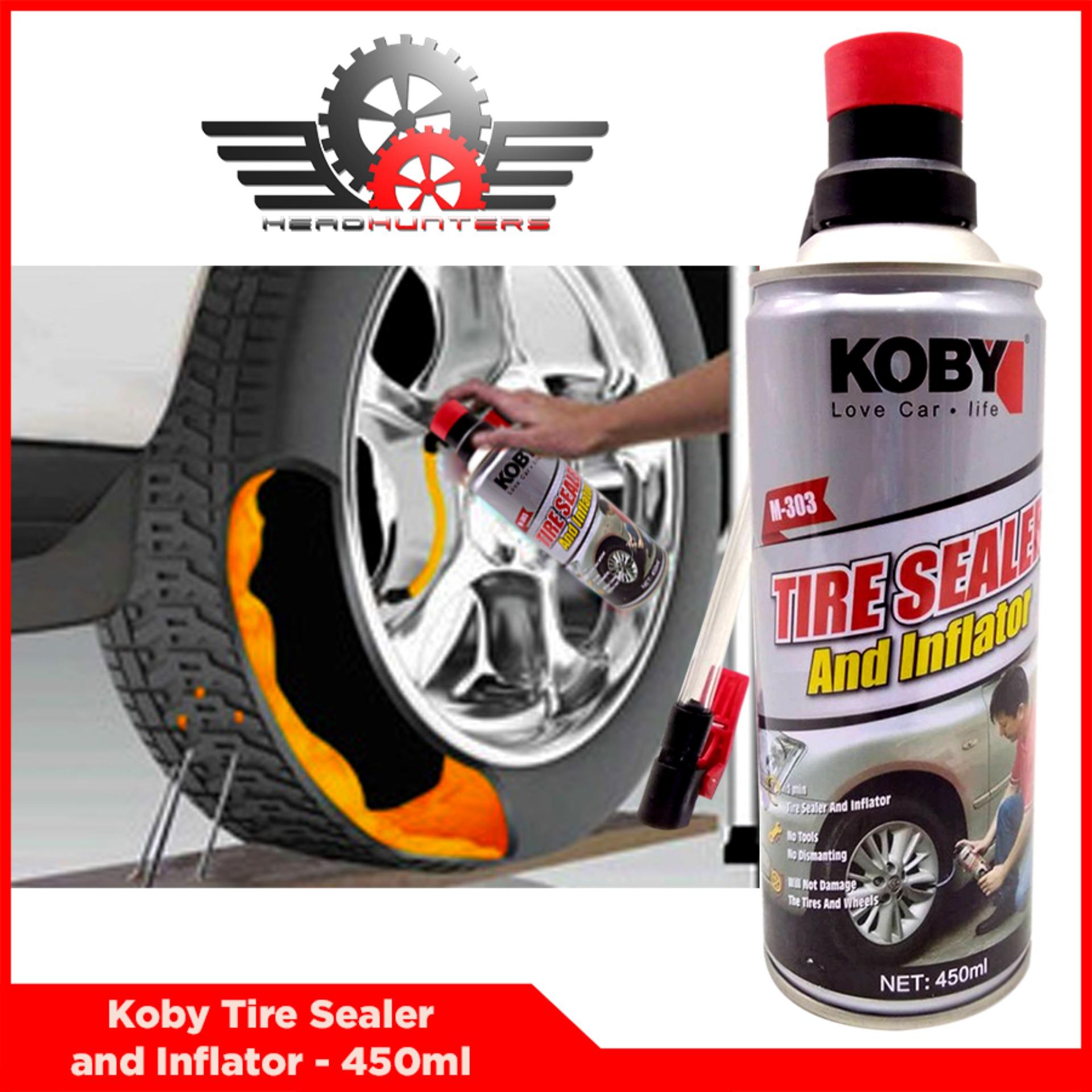 KOBY TIRE SEALER AND INFLATOR 450ML 600ML FOR MOTORCYCLE AND CAR ...