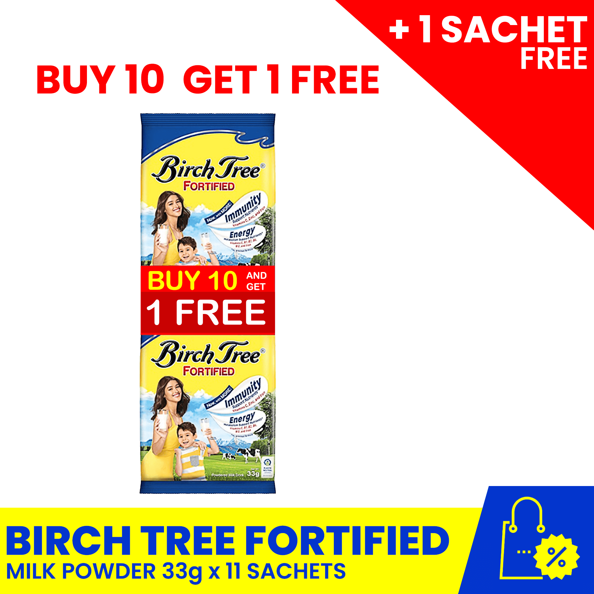BUY 10 GET 1 BIRCH TREE Fortified Milk Powder 33g 10+1 sachets
