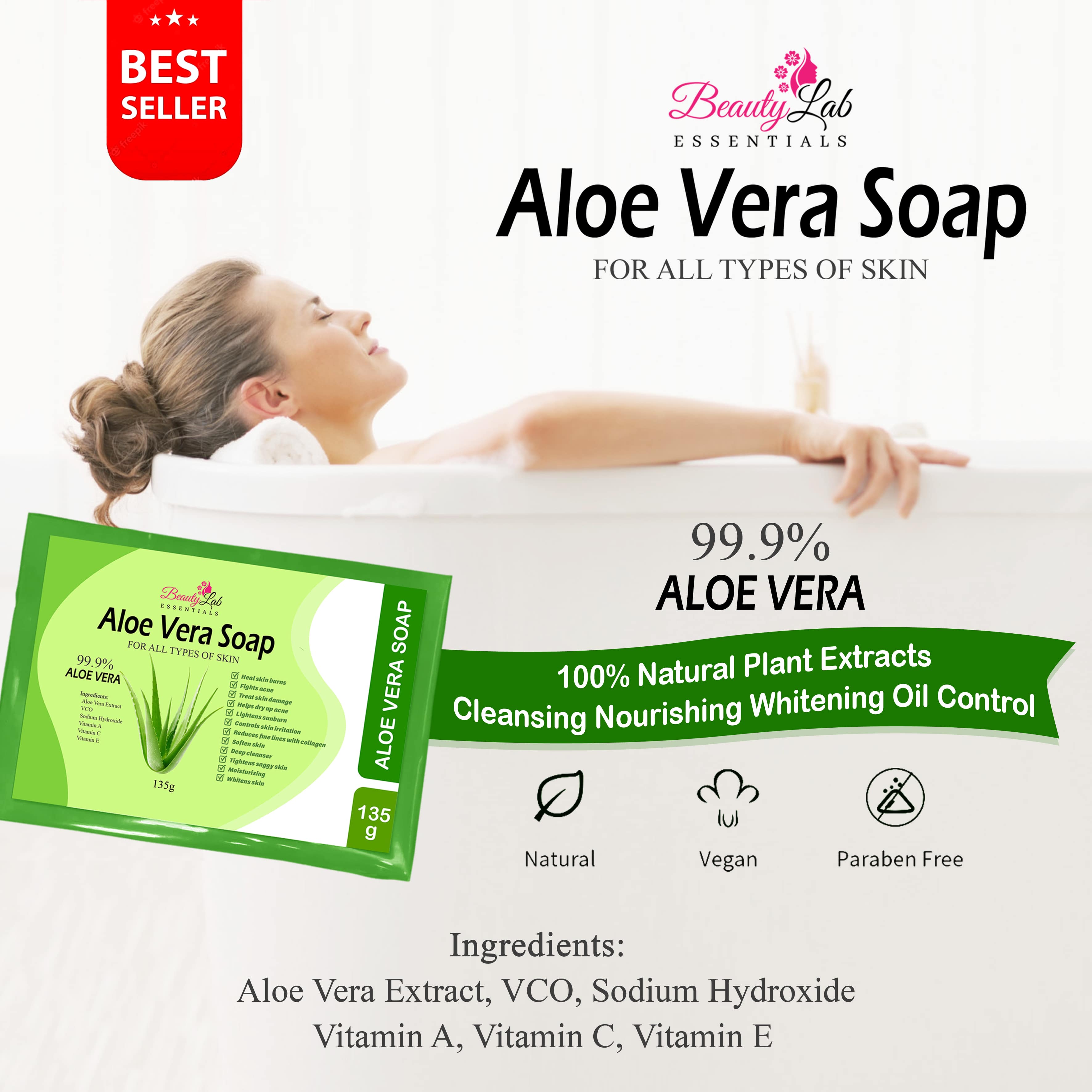 Beauty Lab Essentials Aloe Vera Soap 98 Aloe Vera Natural Soap with