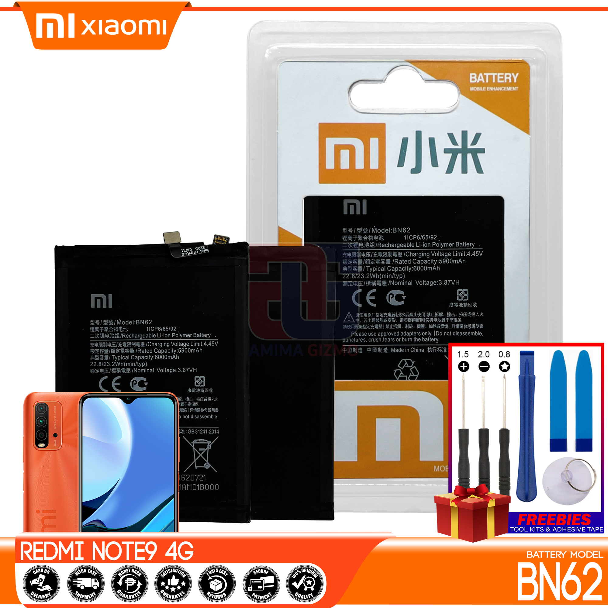 Xiaomi Redmi Note 9 4G Battery Original Quality And Capacity Model BN62 xiaomi-redmi-note-9-4g-battery-original-quality-and-capacity-model-bn62