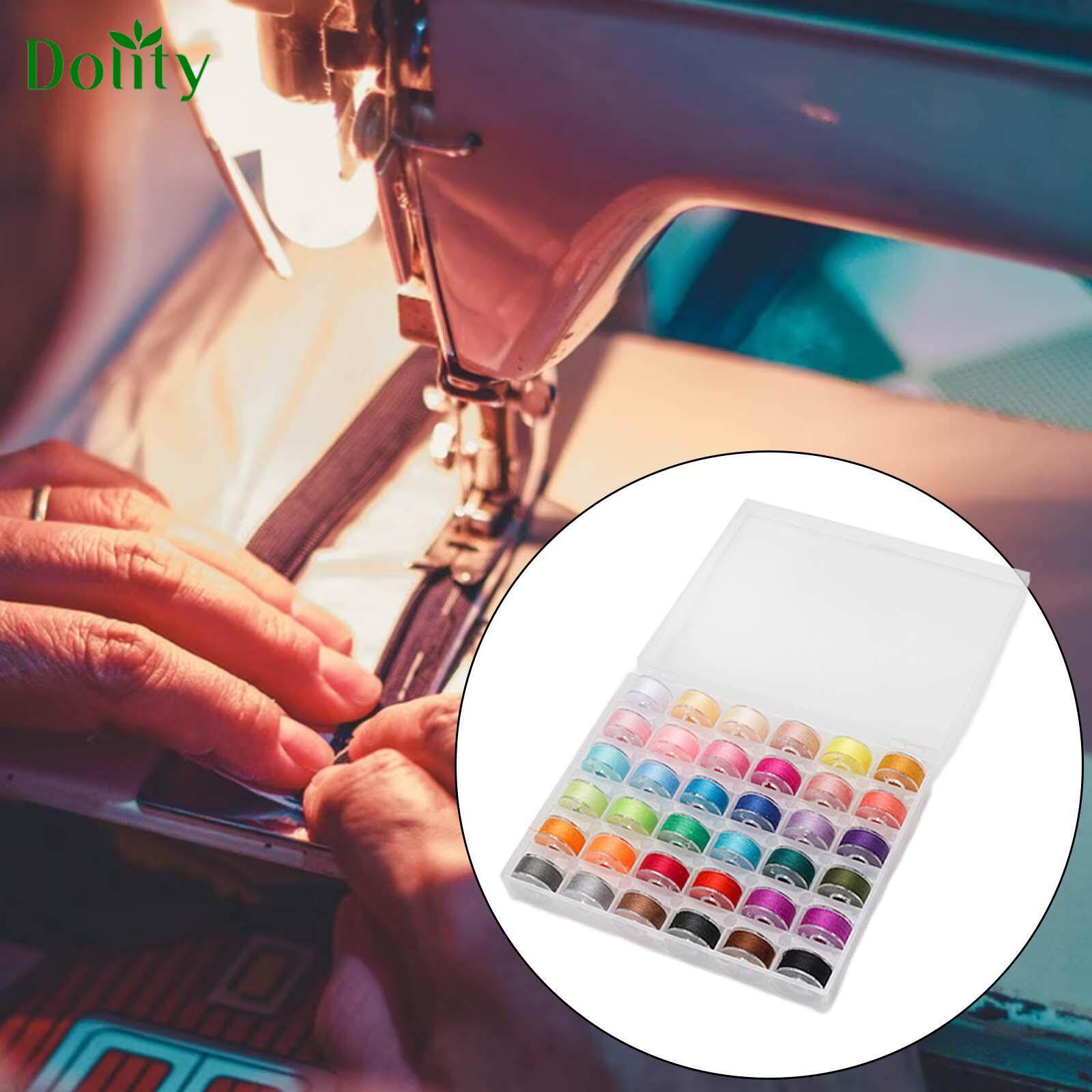 Dolity 36Pcs Sewing Prewound Bobbins Set for Multiple Sewing Machine