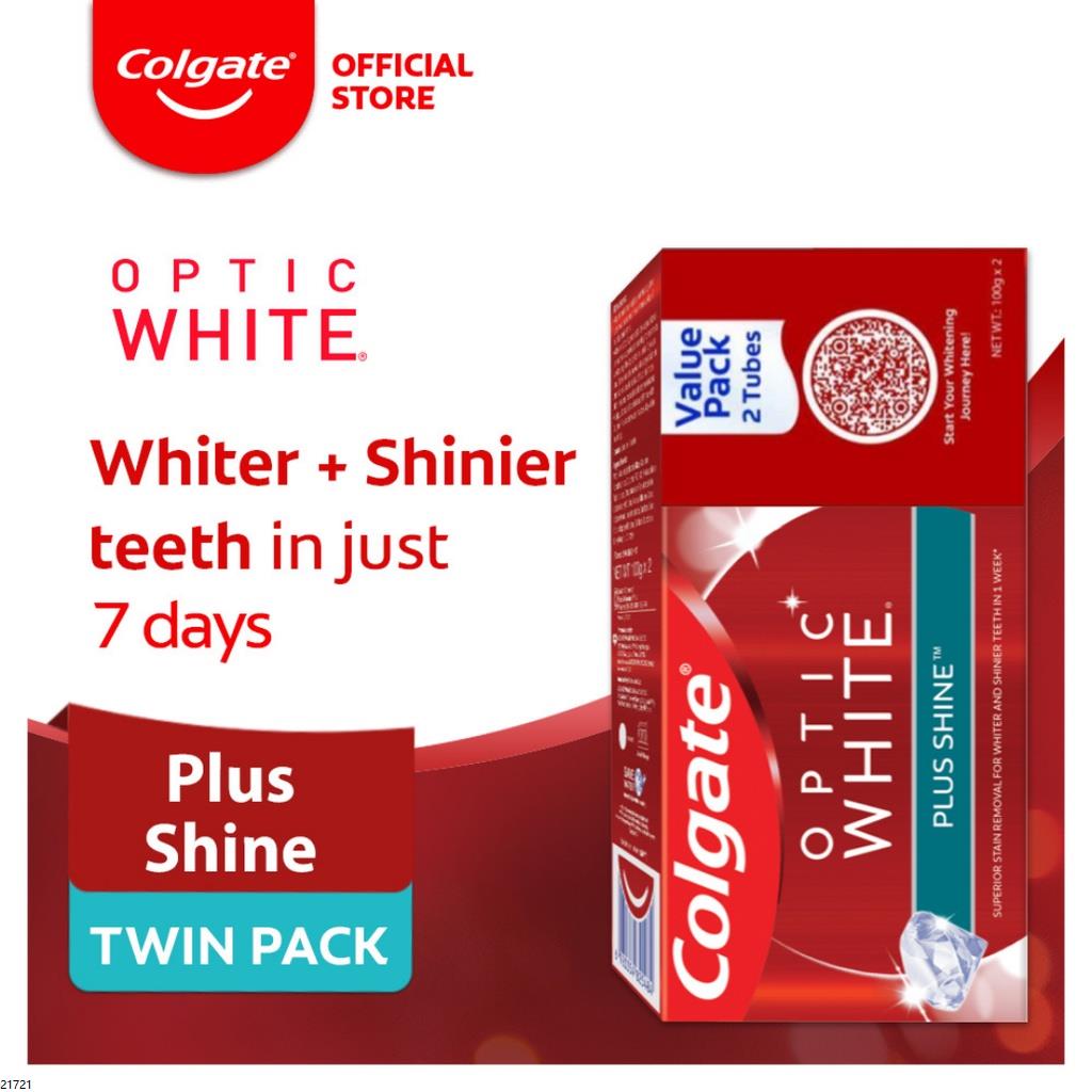 toothpaste for dogs Colgate Optic White Plus Shine Toothpaste 100g Twin